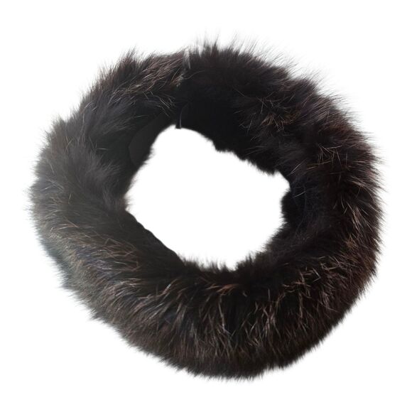 Surell Finland Genuine Brown Fox Fur Headband Scarf Hat Adustable Two In One - Picture 4 of 11